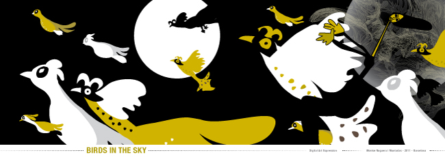 BIrds in the sky, illustrated by Montse Noguera